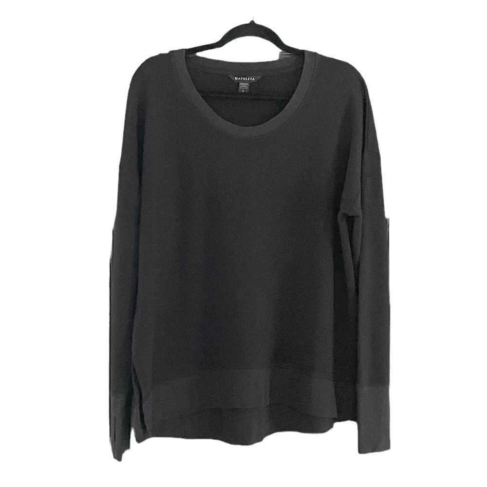 ATHLETA Oversized Crew Neck Long Sleeve Coaster Luxe Sweatshirt Black L